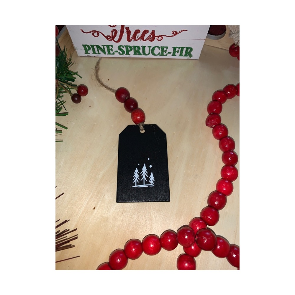 Handmade Beaded Wooden Gift Tag